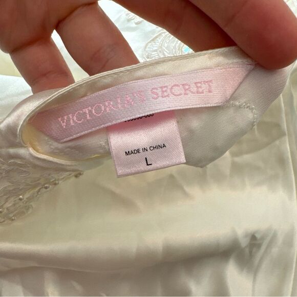 Y2K Victoria’s Secret white slip dress maxi mesh bust detail floral lace size L - Picture 7 of 11